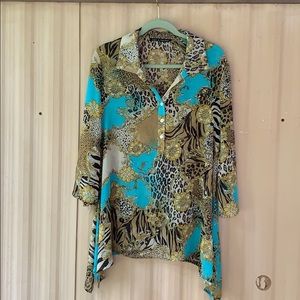 Zac and Rachel Sheer Animal Print Blouse